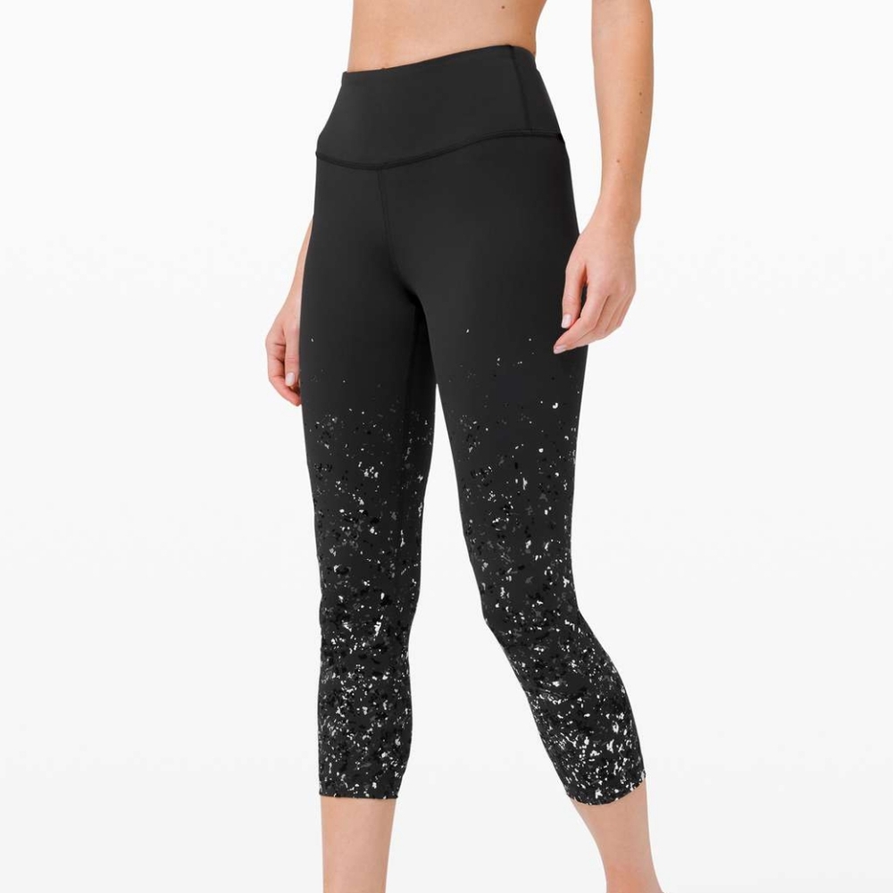 Lululemon Speed Wunder Mid Rise Crop 23" *Speckle Shine Black Size 10